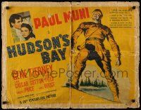 7k124 HUDSON'S BAY style A 1/2sh '40 cool full-length artwork of pioneer Paul Muni, Gene Tierney!
