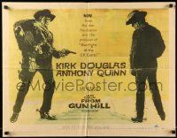 7k145 LAST TRAIN FROM GUN HILL style A 1/2sh '59 great close-up art of Kirk Douglas, Anthony Quinn!