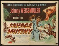 7k222 SAVAGE MUTINY 1/2sh '53 art of Johnny Weissmuller as Jungle Jim fighting island natives!