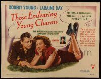 7k253 THOSE ENDEARING YOUNG CHARMS style A 1/2sh '45 Robert Young looking at beautiful Laraine Day!