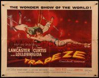 7k261 TRAPEZE style B 1/2sh '56 circus art of Burt Lancaster, Gina Lollobrigida & Tony Curtis!