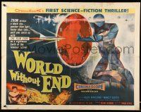 7k280 WORLD WITHOUT END style B 1/2sh '56 CinemaScope's first sci-fi thriller, incredible art!