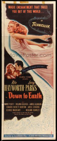 7k419 DOWN TO EARTH insert '46 full-length sexy Rita Hayworth, who kissed 2,000 men, rare!