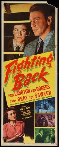 7k436 FIGHTING BACK insert '48 Paul Langton, Jean Rogers, Gary Gray, Joe Sawyer & Tommy Ivo!