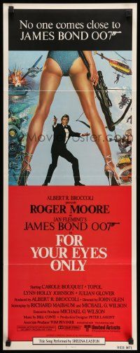 7k446 FOR YOUR EYES ONLY int'l insert '81 Bysouth art of Roger Moore as Bond 007 & sexy legs!