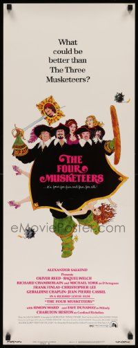 7k450 FOUR MUSKETEERS style B insert '75 Raquel Welch, Oliver Reed, great wacky Walter Velez art!