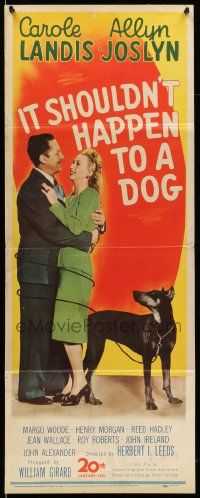 7k551 IT SHOULDN'T HAPPEN TO A DOG insert '46 Carole Landis & Allyn Joslyn with Doberman!