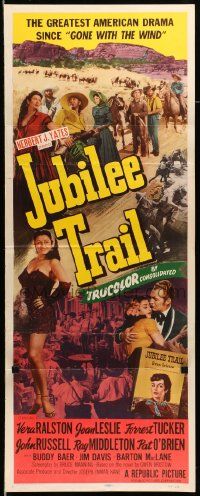 7k571 JUBILEE TRAIL insert '54 sexy Vera Ralston, Joan Leslie, Forrest Tucker!