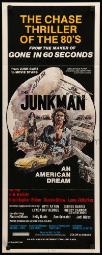 7k579 JUNKMAN insert '82 junk cars to movie stars, over 150 cars destroyed, cool art by Jensen!
