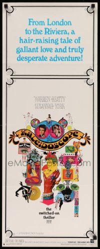 7k581 KALEIDOSCOPE insert '66 Warren Beatty, Susannah York, cool colorful Bob Peak art!