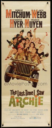 7k609 LAST TIME I SAW ARCHIE insert '61 art of Robert Mitchum & Jack Webb in jeep full of sexy girls