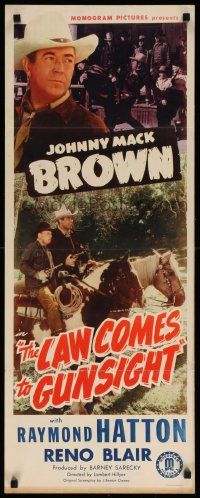 7k613 LAW COMES TO GUNSIGHT insert '47 great images of tough cowboy Johnny Mack Brown!