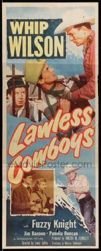 7k614 LAWLESS COWBOYS insert '51 great huge image of Whip Wilson punching bad guy!