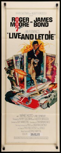 7k636 LIVE & LET DIE East Hemi insert '73 art of Roger Moore as James Bond by Robert McGinnis!