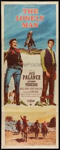 7k643 LONELY MAN insert '57 full-length art of Jack Palance & Anthony Perkins!