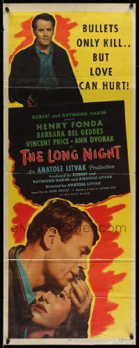7k644 LONG NIGHT insert '47 Henry Fonda & Barbara Bel Geddes, bullets only kill but love can hurt