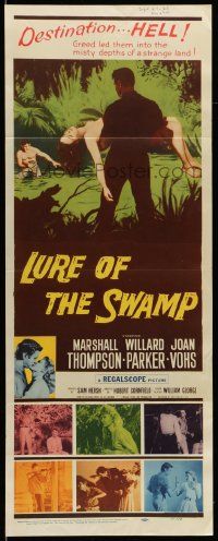 7k656 LURE OF THE SWAMP insert '57 two men & a super sexy woman find their destination is Hell!
