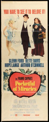 7k714 POCKETFUL OF MIRACLES insert '62 Frank Capra, artwork of Glenn Ford, Bette Davis & more!