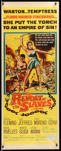 7k734 REVOLT OF THE SLAVES insert '61 sexy Rhonda Fleming put the torch to an empire of sin!