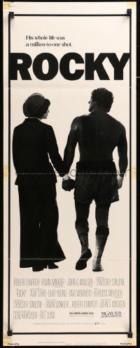 7k740 ROCKY insert '76 boxer Sylvester Stallone holding hands with Talia Shire, boxing classic!