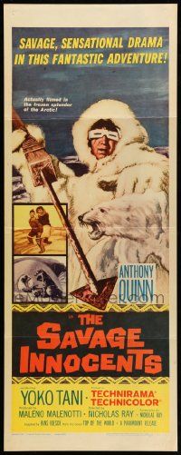 7k754 SAVAGE INNOCENTS insert '61 Nicholas Ray, great art of Eskimo Anthony Quinn & polar bear!