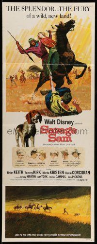 7k755 SAVAGE SAM insert '63 Disney, art of boy & dog fighting Native American, Old Yeller sequel!