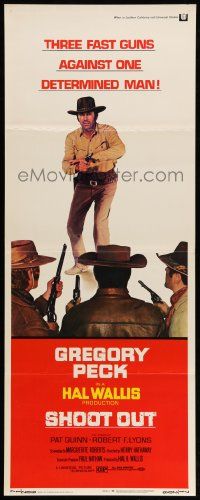 7k782 SHOOT OUT insert '71 great full-length image of gunfighter Gregory Peck facing down baddies!