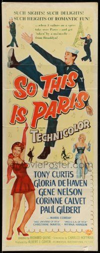 7k815 SO THIS IS PARIS insert '54 sailor Tony Curtis is on leave and in love with Gloria DeHaven!