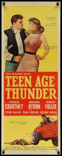 7k844 TEEN AGE THUNDER insert '57 Charles Courtney, Melinda Byron, hot rods & hot tempers!
