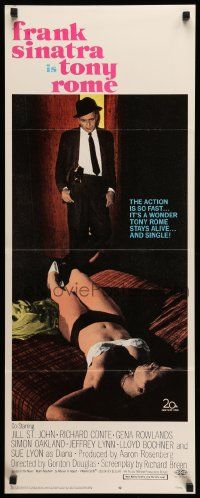7k870 TONY ROME insert '67 detective Frank Sinatra w/gun & sexy near-naked girl on bed!