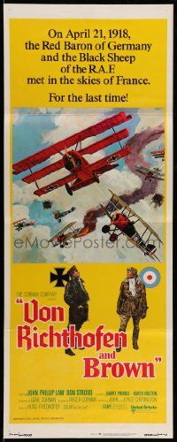 7k899 VON RICHTHOFEN & BROWN insert '71 David Blossom cool artwork of WWI airplanes in dogfight!