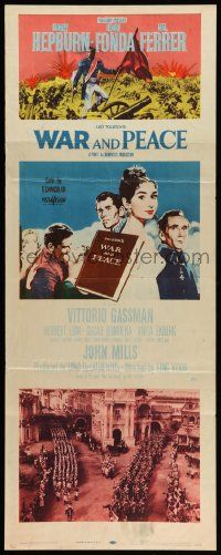 7k910 WAR & PEACE insert '56 art of Audrey Hepburn, Henry Fonda & Mel Ferrer, Tolstoy!
