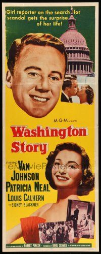 7k917 WASHINGTON STORY insert '52 great close up image of Van Johnson & Patricia Neal!