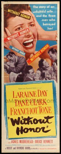 7k975 WITHOUT HONOR insert '49 pretty Laraine Day & Dane Clark are branded!