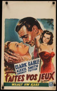 7m009 ANY NUMBER CAN PLAY Belgian '49 art of Clark Gable, Smith & Totter by Wik!