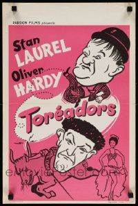 7m045 BULLFIGHTERS Belgian R60s wacky artwork of Stan Laurel & Oliver Hardy!