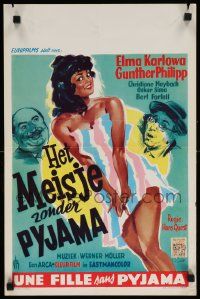 7m063 DAS MADCHEN OHNE PYJAMA Belgian '57 different ITK art of pretty Elma Karlowa in towel!