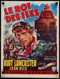 7m120 HIS MAJESTY O'KEEFE Belgian '54 different artwork of Burt Lancaster & sexy Joan Rice in Fiji