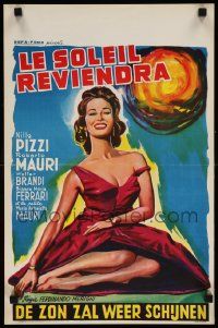 7m129 IL SOLE TORNERA Belgian '57 completely different artwork of smiling Nilla Pizzi & sun!