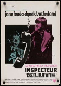 7m147 KLUTE Belgian '72 Donald Sutherland helps intended murder victim & call girl Jane Fonda!