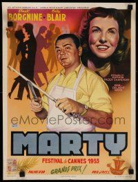 7m185 MARTY Belgian '55 different art of Ernest Borgnine & Blair, written by Paddy Chayefsky!
