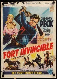 7m218 ONLY THE VALIANT Belgian '51 different Wik artwork of Gregory Peck swinging rifle!