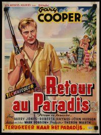 7m233 RETURN TO PARADISE Belgian '53 different art of Gary Cooper, from James A. Michener's story