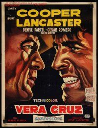 7m282 VERA CRUZ Belgian '55 best close up art of cowboys Gary Cooper & Burt Lancaster!