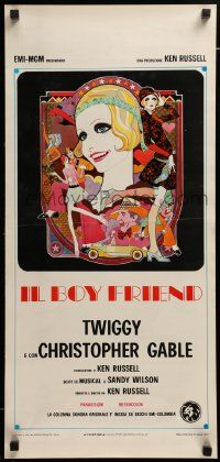 7m373 BOY FRIEND Italian locandina '72 cool art of sexy Twiggy by Dick Ellescas, Ken Russell!