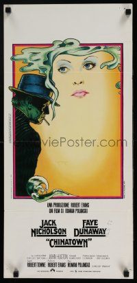 7m404 CHINATOWN Italian locandina '74 art of Jack Nicholson & Faye Dunaway by Pearsall, Polanski