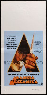 7m414 CLOCKWORK ORANGE Italian locandina R98 Stanley Kubrick classic, art of Malcolm McDowell!