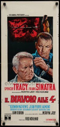 7m447 DEVIL AT 4 O'CLOCK Italian locandina '61 different artwork of Spencer Tracy & Frank Sinatra!