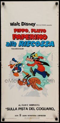 7m463 DONALD, GOOFY, & PLUTO Italian locandina '75 cartoon art of the three Disney characters!