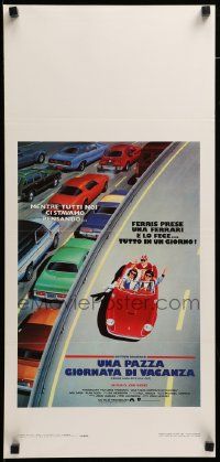7m498 FERRIS BUELLER'S DAY OFF Italian locandina '87 art of Broderick, Sara and Ruck in Ferrari!